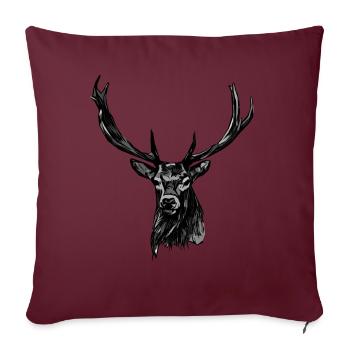 Hirsch Jagd Hirschmotiv Tiermotiv - Sofakissenbezug 45 x 45 cm - Burgunderrot - Vorne