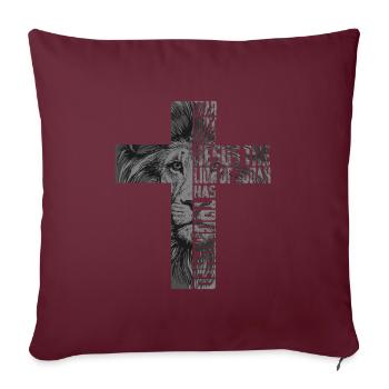 Lion Croix Dieu Eglise religion chrétienne Lion - Housse de coussin décorative 45 x 45 cm - bordeaux - Devant