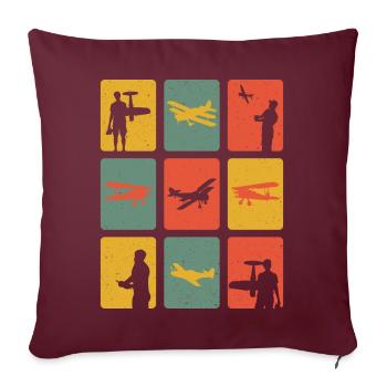 Retro Modellflug Modellflieger Modell - Housse de coussin décorative 45 x 45 cm - bordeaux - Devant