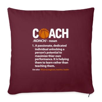 Basket-ball entraîneur entraîneur de basket-ball cadeau - Housse de coussin décorative 45 x 45 cm - bordeaux - Devant
