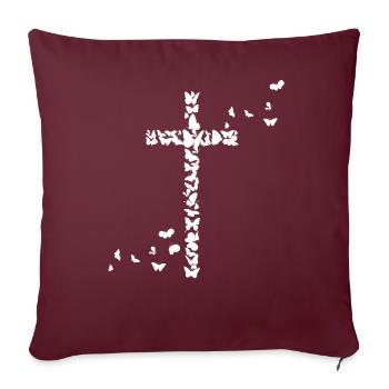 Jésus Chrétiens Chrétiens Chrétiens Papillons Croix - Housse de coussin décorative 45 x 45 cm - bordeaux - Devant