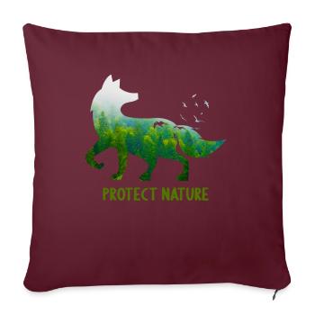 Protect Nature Fox Protection du bien-être animal - Housse de coussin décorative 45 x 45 cm - bordeaux - Devant