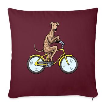 Galgo espanol chien à vélo - Housse de coussin décorative 45 x 45 cm - bordeaux - Devant