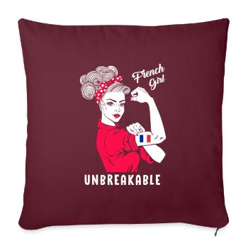 French Girl Unbreakable Femme française forte - Housse de coussin décorative 45 x 45 cm - bordeaux - Devant