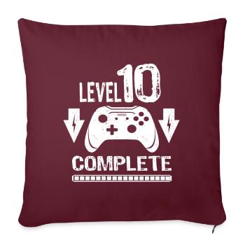 10 Birthday Young Level 10 Complete Gift Idea - Sofa pillowcase 17,3'' x 17,3'' (45 x 45 cm) - burgundy - Front