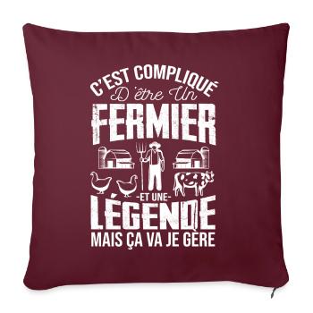 Fermier De Légende Humour Agriculture Cadeau - Housse de coussin décorative 45 x 45 cm - bordeaux - Devant