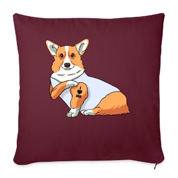 J’aime papa Tatouage Corgi Chien Fête des pères - Housse de coussin décorative 45 x 45 cm - bordeaux - Devant