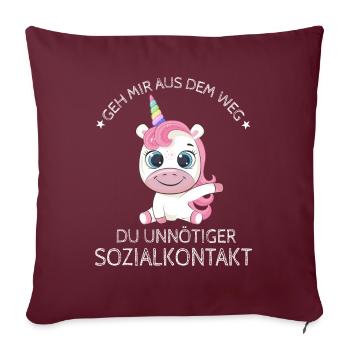 Geh us dem Weg unnötiger Sozialkontakt Einhorn - Sofakissenbezug 45 x 45 cm - Burgunderrot - Vorne