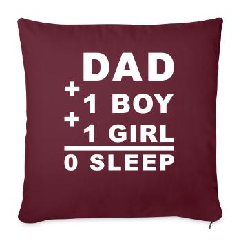 Papa un fils une fille pas de sommeil - Housse de coussin décorative 45 x 45 cm - bordeaux - Devant