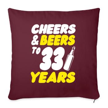 33 ans - Housse de coussin décorative 45 x 45 cm - bordeaux - Devant