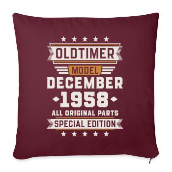 Oldtimer December 1958 Geburtstag Geschenk - Sofakissenbezug 45 x 45 cm - Burgunderrot - Vorne