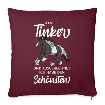 Tinker Pferd Reiterin Damen Pferde Mädchen - Sofakissenbezug 45 x 45 cm - Burgunderrot - Vorne