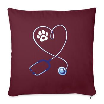 Stéthoscope Vet Tech - Housse de coussin décorative 45 x 45 cm - bordeaux - Devant