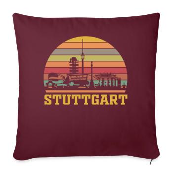 Stuttgart Retro | Stuttgarter Skyline Vintage - Sofakissenbezug 45 x 45 cm - Burgunderrot - Vorne