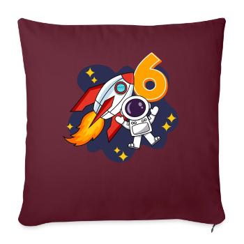 Astronaute spatial de 6 ans 6e anniversaire - Housse de coussin décorative 45 x 45 cm - bordeaux - Devant