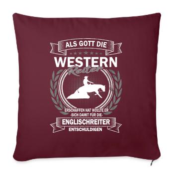 Westernreiten Reiterin und Pferd - Sofakissenbezug 45 x 45 cm - Burgunderrot - Vorne