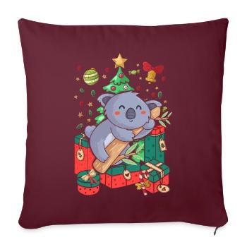 Pull de Noël moche Koala - Housse de coussin décorative 45 x 45 cm - bordeaux - Devant