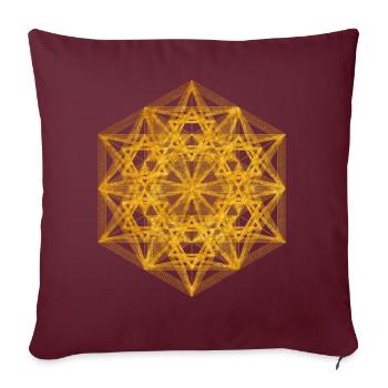 Geometrisch dimensionaler Metatrons Cube - Sofakissenbezug 45 x 45 cm - Burgunderrot - Vorne
