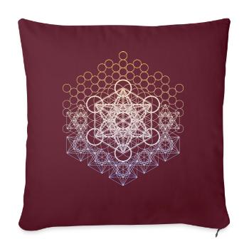 Métatrons Cube Géométrie Sacrée Connectée - Housse de coussin décorative 45 x 45 cm - bordeaux - Devant