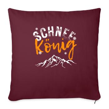 Schnee König Skiurlaub Winterurlaub Skifreizeit - Sofakissenbezug 45 x 45 cm - Burgunderrot - Vorne