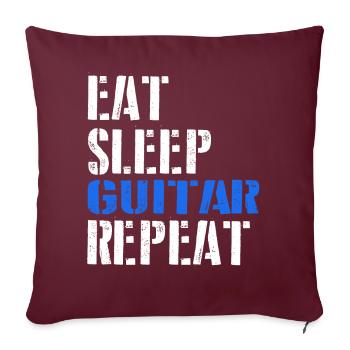 Manger. Dormir. Guitare. Répéter. - Housse de coussin décorative 45 x 45 cm - bordeaux - Devant