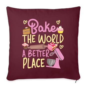 Bake Baking Beater Bake The World - Sofakissenbezug 45 x 45 cm - Burgunderrot - Vorne