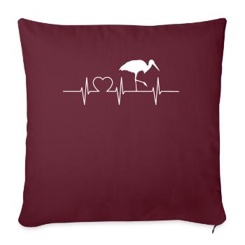 Cigognes Cigognes Heartbeat ECG Heartbeat Stork - Housse de coussin décorative 45 x 45 cm - bordeaux - Devant