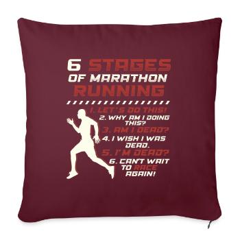 6 Etappen des Marathonlaufs Marathonläufers - Sofakissenbezug 45 x 45 cm - Burgunderrot - Vorne