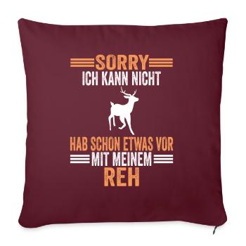 Rehliebhaber Rehe Reh - Sofakissenbezug 45 x 45 cm - Burgunderrot - Vorne
