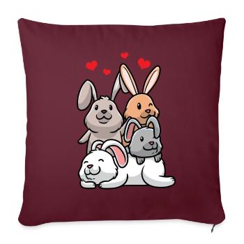 Lapin Amour Lapin Amoureux Carnickel Propriétaire - Housse de coussin décorative 45 x 45 cm - bordeaux - Devant