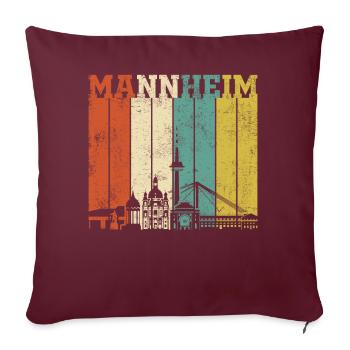 Retro Mannheim Skyline - Sofakissenbezug 45 x 45 cm - Burgunderrot - Vorne
