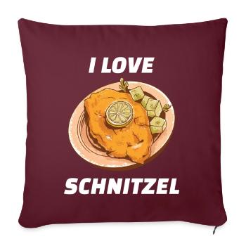 I Love Schnitzel Wiener Schnitzel - Sofakissenbezug 45 x 45 cm - Burgunderrot - Vorne