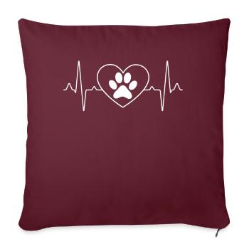 Chien Chien Patte Battement de cœur - Housse de coussin décorative 45 x 45 cm - bordeaux - Devant