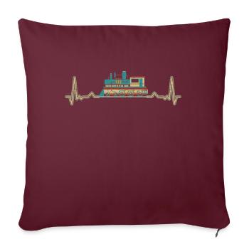 Battement de cœur de locomotive à vapeur de conducteur de train de chemin de fer - Housse de coussin décorative 45 x 45 cm - bordeaux - Devant