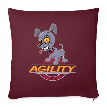 AGILITY HUND, HUNDESPORT MOTIV FÜR HUNDE FAN - Sofakissenbezug 45 x 45 cm - Burgunderrot - Vorne