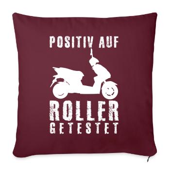 Mofa Mopet Motorroller Mofafahrer Moped - Sofakissenbezug 45 x 45 cm - Burgunderrot - Vorne