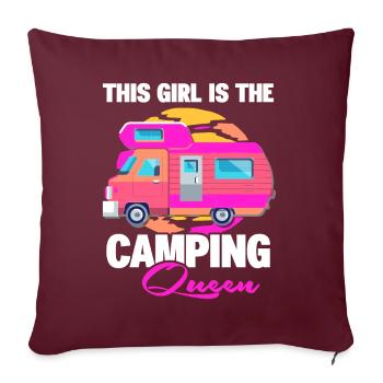 Cette fille est le camping-car Camping Queen - Housse de coussin décorative 45 x 45 cm - bordeaux - Devant