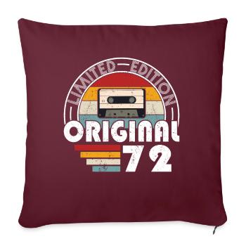 50e anniversaire né en 1972 Original 1972 - Housse de coussin décorative 45 x 45 cm - bordeaux - Devant