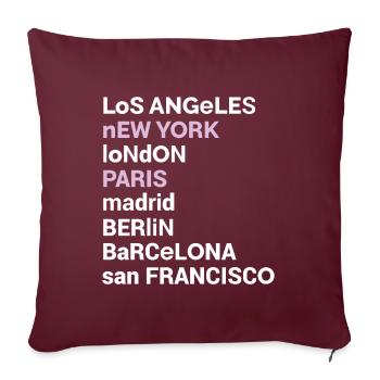 City Love Los Angeles New York Londres Paris - Housse de coussin décorative 45 x 45 cm - bordeaux - Devant