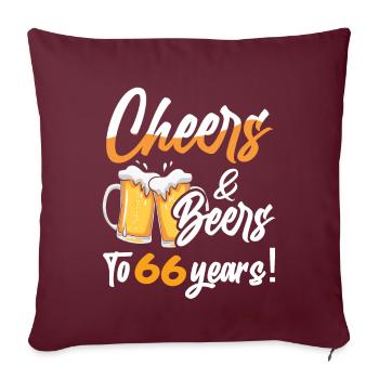 Acclamations et bières à 66 ans 66 anniversaire - Housse de coussin décorative 45 x 45 cm - bordeaux - Devant