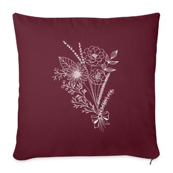 Wildblumen - Sofakissenbezug 45 x 45 cm - Burgunderrot - Vorne