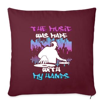 DJ Tshirt pour Party Disc Jockey Rave Techno Mixer - Housse de coussin décorative 45 x 45 cm - bordeaux - Devant
