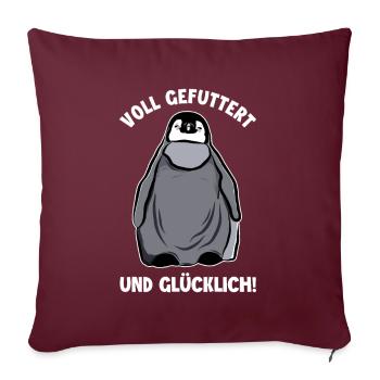 Voll Gefuttert und Glücklich Kaiserpinguin - Sofakissenbezug 45 x 45 cm - Burgunderrot - Vorne