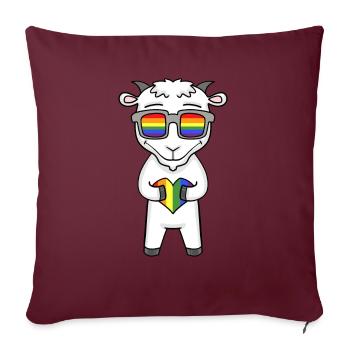 LGBT Animal Chèvre Arc-en-ciel - Housse de coussin décorative 45 x 45 cm - bordeaux - Devant