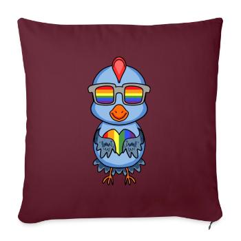 LGBT Animal Poulet Arc-en-ciel - Housse de coussin décorative 45 x 45 cm - bordeaux - Devant