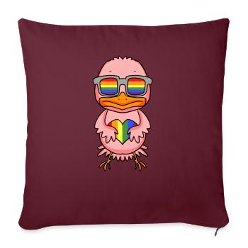 LGBT Animal Poulet Arc-en-ciel - Housse de coussin décorative 45 x 45 cm - bordeaux - Devant