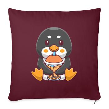 Bubble Milk Tea Penguin drinks Boba Milk Tea - Sofa pillowcase 17,3'' x 17,3'' (45 x 45 cm) - burgundy - Front