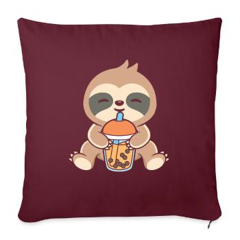 Bubble Milk Tea Sloth drinks Boba milk tea - Sofa pillowcase 17,3'' x 17,3'' (45 x 45 cm) - burgundy - Front
