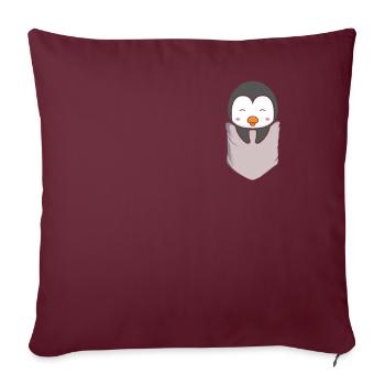 Pingouin Amour Poche Pingouins - Housse de coussin décorative 45 x 45 cm - bordeaux - Devant