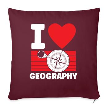 J’adore géographie Géographie Profession Géographie Géographie - Housse de coussin décorative 45 x 45 cm - bordeaux - Devant